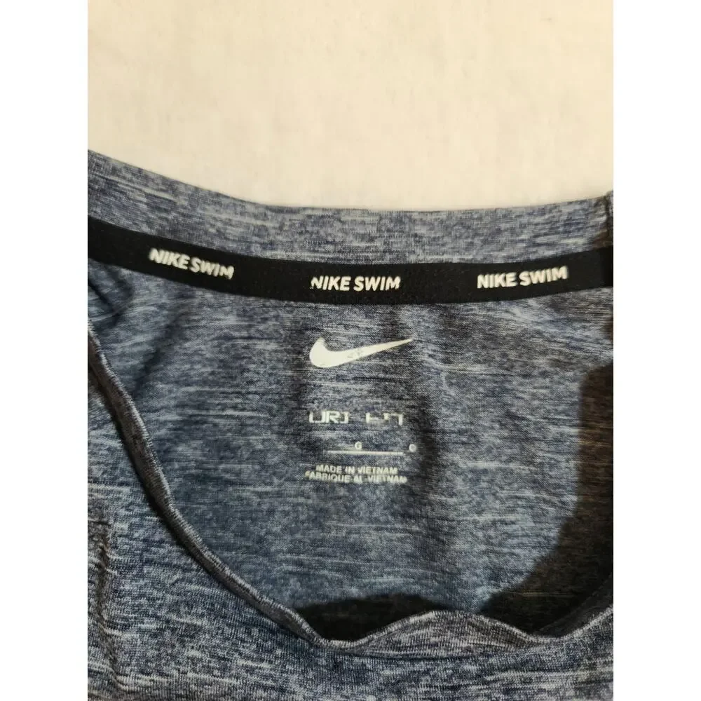 Nike Swim Dri-Fit UPF TShirt Mens Large Blue Short Sleeve T Shirt Crew Heather